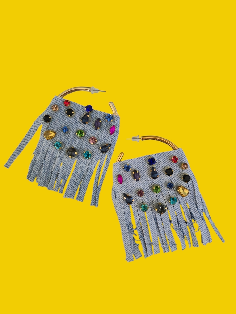 FRINGE RHINESTONE HOOP EARRINGS